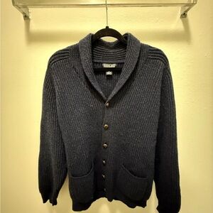 Lands' End Men's Navy Cardigan Sweater